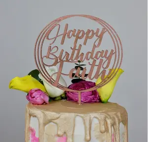 Personalized Cake Topper Birthday Gift, Happy Birthday Custom Cake Topper, 30th 40th 25th 50th 21st Birthday, Wood Cake Topper for Any Age, Birthday Gift