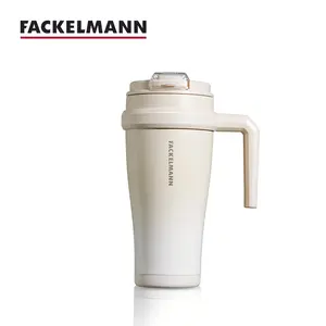 [NEW 2025] FACKELMANN 32oz Stylish Portable Stainless Steel Vacuum Flask Tumbler, Double Wall Insulated Water Bottle with Handle, 2-in-1 Straw Lid for Coffee & Drinks (Seashell)