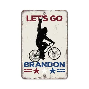 Let's Go Brandon Bicycle Bigfoot Aluminum Metal Sign | Patriotic MAGA | Funny Sign | America Tin Novelty Sign | Voting | Gift Indoor/Outdoor