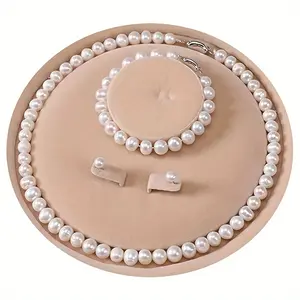 Freshwater Cultured Pearl Necklace Set, Including Exquisite Bracelet and Earrings Women's Jewelry Set