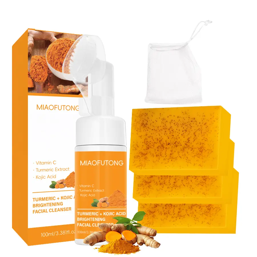 Turmeric 2-Piece Facial Cleansing Duo: Turmeric Cleansing Mousse & Turmeric Soap Skincare Set