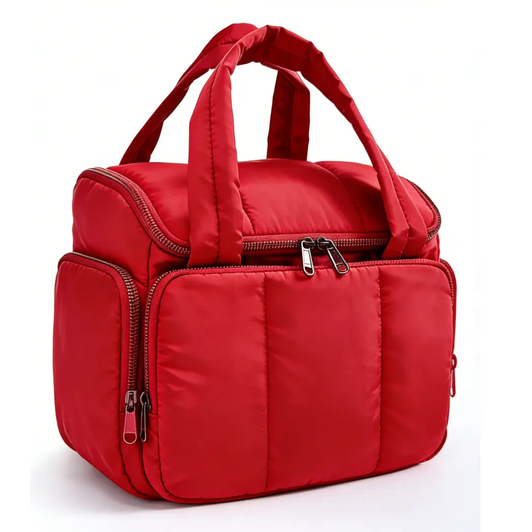 Puffy Travel Toiletry Bag for Women, Large Lay-Flat Bathroom Organizer with Dual Zip & Wet-Dry Separation, Water-Resistant Polyester Personal Item Travel Bag for Full-Size Toiletries, Travel Cosmetic Bags, Makeup