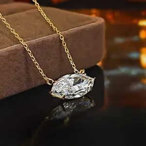 9-K lab-grown diamond, 1 ct, D–E, VS–VVS, marquise cut; stylish, elegant, light luxury women’s collarbone necklace,  pwq05277 Jewellery Pendant