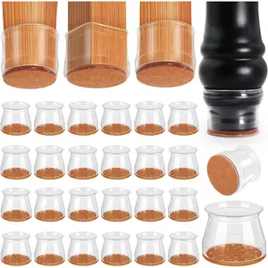 24 Pcs Chair Leg Floor Protectors, Silicone Felt Furniture Leg Pads Caps Covers for Hardwood Floors (fit:1.3''-2'')