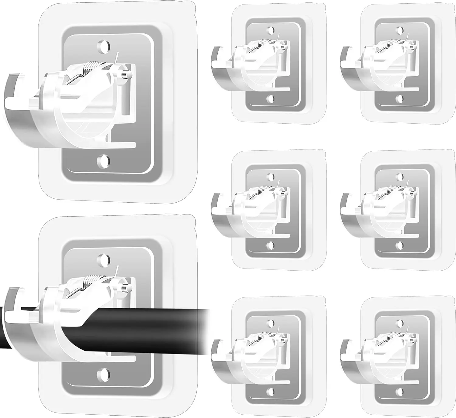 8 Plastic Steel Transparent Self-Adhesive Curtain Rod Holder Hooks - Waterproof, Modern, No-Drill, Nail-Free, Renter-Friendly Stick-On Brackets for Bathrooms, Indoor Walls