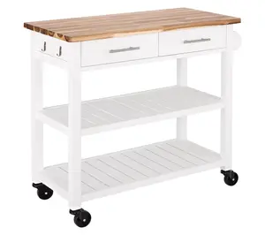 Seville Classics Acacia Top Kitchen Cart, 38.4" W x 18.5" D