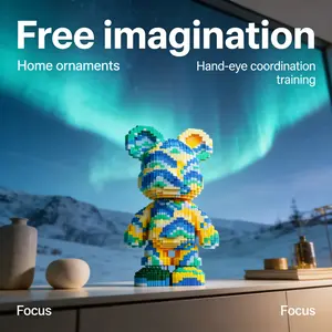 Ocean Pattern Bear Series Creative Building Blocks Model, 1451pcs, Original Authentic, DIY Craft Kit, Home Decor, Gift Idea