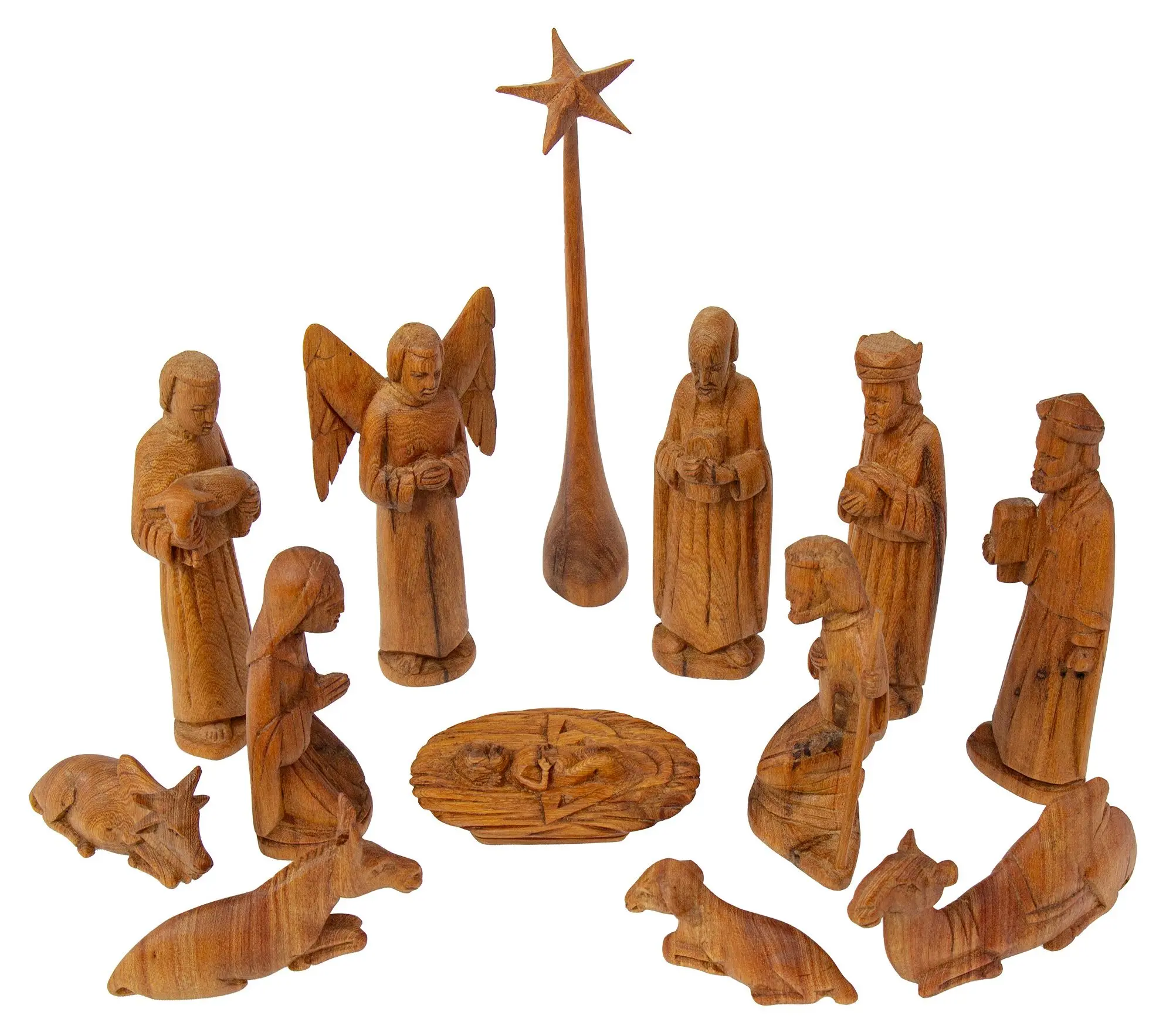 Global Crafts 12pc Hand-carved Wood Nativity Set from Kenya