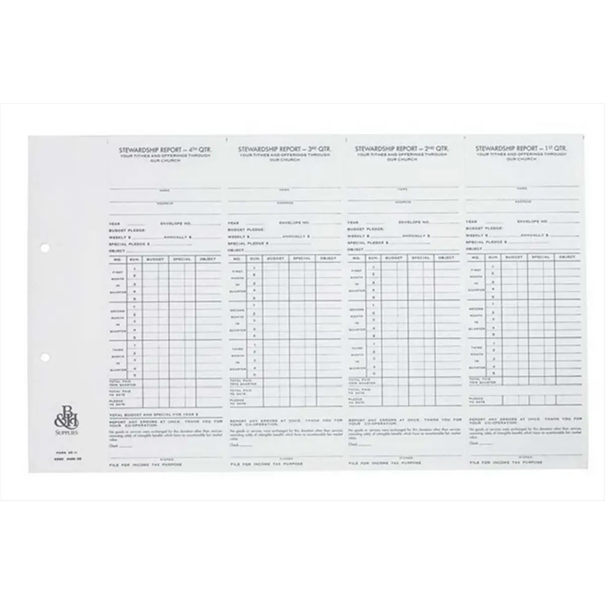 212 MAIN Budget Carbonless Paper Form - Stewardship Report Qtr No. SR11, Record-Keeping Solution for Tools & Hardware, Hand Tools Applications