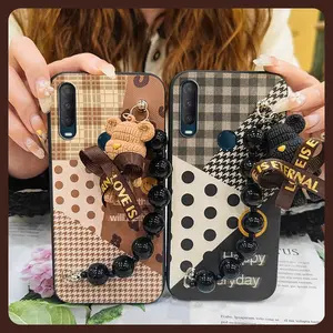 cute silicone Phone Case For Alcatel 1S 2020/1V 2020/3L 2020 Dirt-resistant Back Cover protective case Cartoon soft case Simplicity Anti-knock Skin-friendly feel Bear bracelet