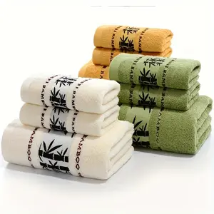 Bamboo 3pcs Set with 1pc 27.5*55 Inch Bath Towel & 2pcs 13*29 Inch Hand Towels for Bathroom Supplies and Accessories Dark Green Nature