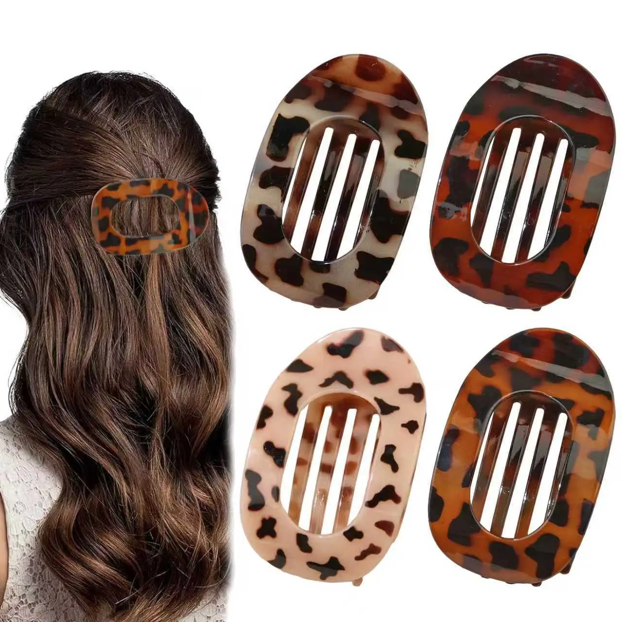 4 piece set H (oval hair clip)