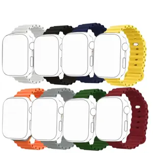 Silicone Watch Band (Band Only), 8 Counts Waterproof Replacement Smart Watch Straps Watch Band for Apple Watch Ultra 2/10/9/8/7/6/5/4/3/2/1/SE, Soft Durable Watch Band for Men & Women