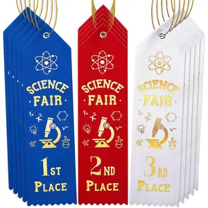 45 Pcs Science Fair Award Ribbons 1st, 2nd, 3rd Place Participation Prize Winner Recognition Ribbons with Event Card and Rope for Competition Sports Event Contest Prize Ornaments