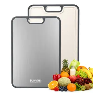 SUMZZZ Titanium Cutting Board for Kitchen, Cutting Board Double Sided Food Grade, Pure Titanium/PP, Easy to Clean Large Size 16”×11”