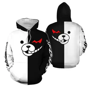 Monokuma Danganronpa Hoodie, Anime Cosplay Graphic, Bear Gaming Sweatshirt, Unisex High School Gaming Pullover, Otaku Japanese Culture Streetwear