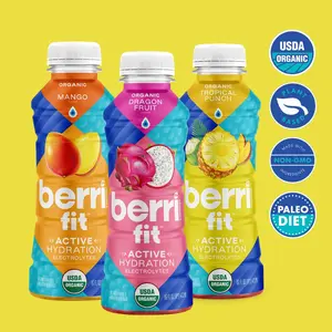 Berri Fit Sampler [6pk with 3 Flavors] - Organic Electrolyte Sports Drink in Dragon Fruit, Mango & Tropical Punch,  Plant Based Electrolytes, Low Calorie Fitness Beverage, Non GMO, Zero Artificial Dyes Sweeteners Flavors - 16oz Sport - Energy