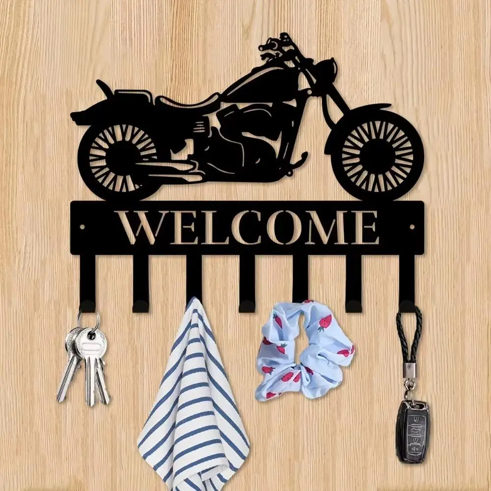 Motorcycle Design Wall Hook, Key Hooks, 1 Count Decorative Metal Key Holder, Multi-functional Storage for Keys, Hats & Bags, Home Organizer for Living Room & Entryway, Shelves
