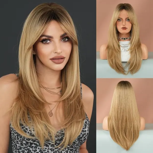 Long Straight Layered Human Hair Wig Lightweight Daily Party Use Amazon.com : 7JHH WIGS 25Inch Long Straight Layered Wig with  main image 4