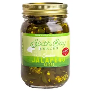 Sixth Day Snacks Candied Jalapeño Slices (16 oz.) - Gluten Free, Fresh Ingredients, Vegan, and Low Sodium