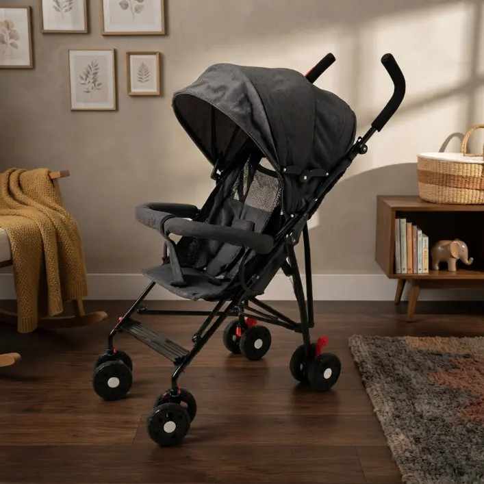 Simple and convenient baby stroller – lightweight, with compact folding, multiple reclining positions, and equipped with a sunshade – umbrella-style travel stroller