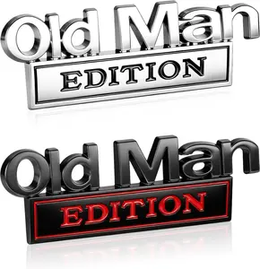 Funny Father's Day Gift - "Old Man Edition" 3D Premium Car Emblem, Universal Automotive Badge Decal for Men, Dad, Grandpa, Husband - Decorative Metal Sticker for Trucks & SUVs