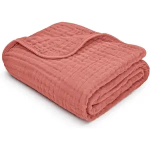 Muslin Baby Blanket - Soft, Lightweight, 6-Layer Cotton Swaddle Blankets for Newborns, Infants & Toddlers - 40" x 40" Large, Breathable & Versatile for Sleeping & Tummy Time - Dusty Rose