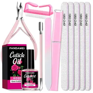 Manicure Kit For Women, Nail Care Kit With Glass Nail File, 5pcs 180/240 Grit Nail Files For Natural Nails, Cuticle Oil, Cuticle Trimmer, Cuticle Pusher, Manicure Set, Nail Kit, Nail Prep Kit