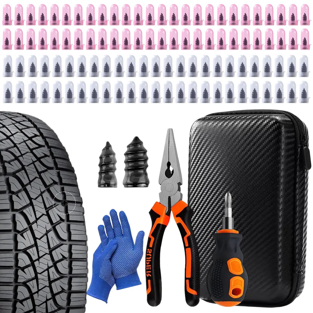 100pcs Tire Plugs Screw Type, Reliable Screw-In Tire Repair Plugs, Quick Tool, Screw Plug Kit, Tire Patch Kit for Cars, Motorcycles, Trucks, Tractors, And Bicycles