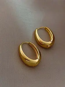 S925 Sterling Silver 18K Gold Plated Oval Hoop Earrings, Statement Earrings, Minimalist Chunky Gold Hoops for Women, Hypoallergenic Tarnish Resistant Everyday Jewelry, Versatile Earrings, Perfect Gift for Her