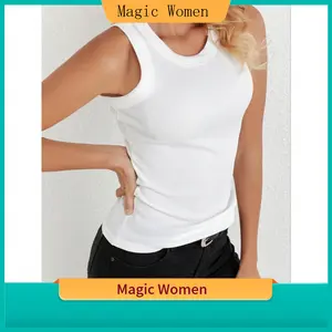【Magic Women】Women'S Sleeveless Athletic Tank Top - Beige Ribbed Workout Vest with Adjustable Drawstring, Breathable & Comfortable for Gym, Yoga, and Casual Wear, Workout Clothes