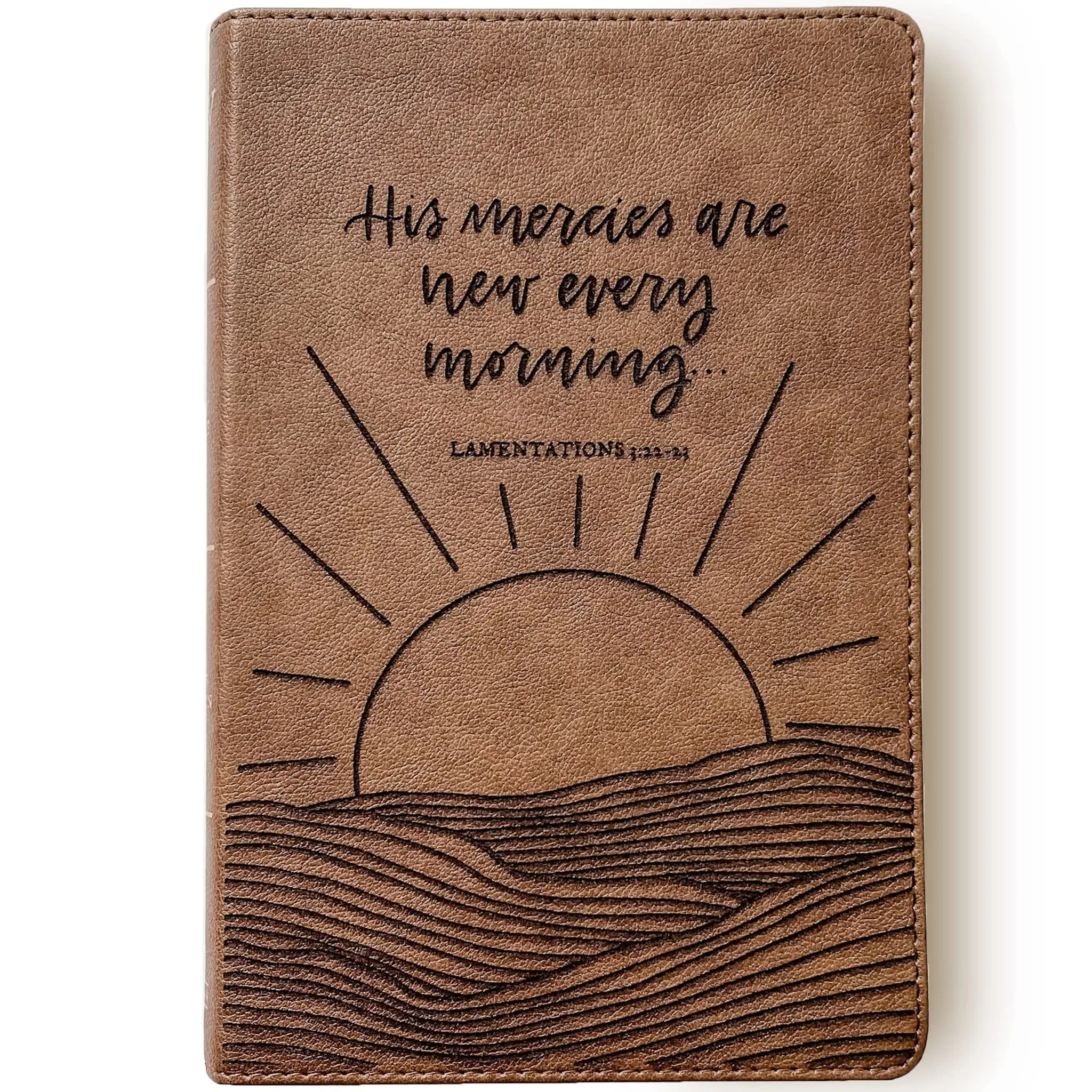 Personalized KJV Large Print Bible - Brown - His Mercies are New - Hand Lettered and Engraved Gold Gilded Pages