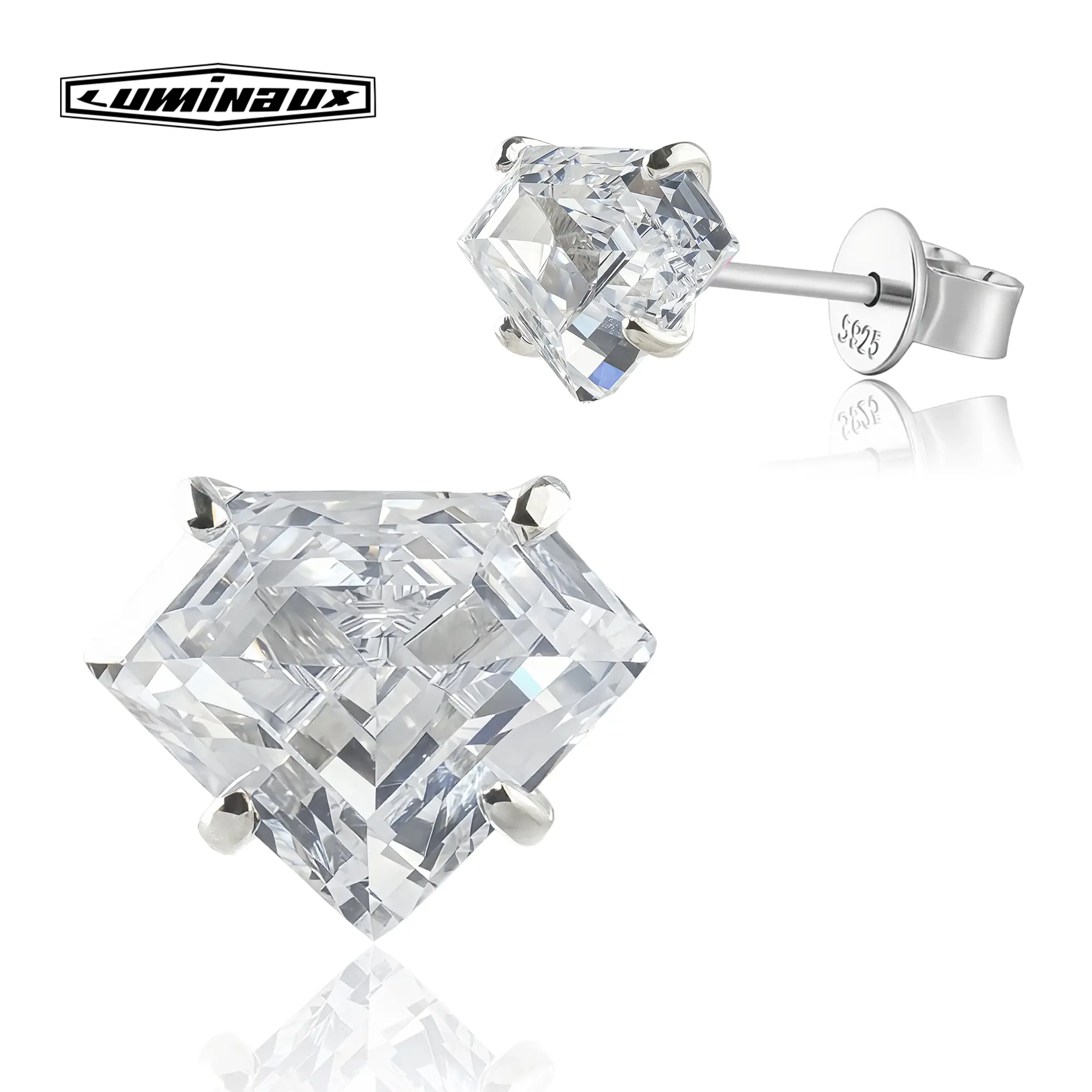 [LUMI11] S925 sterling silver D color VVS Clarity 11mm “Diamond Shape'' AAAAA+ CZ Stud Earrings Fashion Jewelry Perfect Birthday Anniversary Engagement Christmas Gift for Men Women