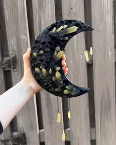 Smokey Citrine Moon Skull Hanger