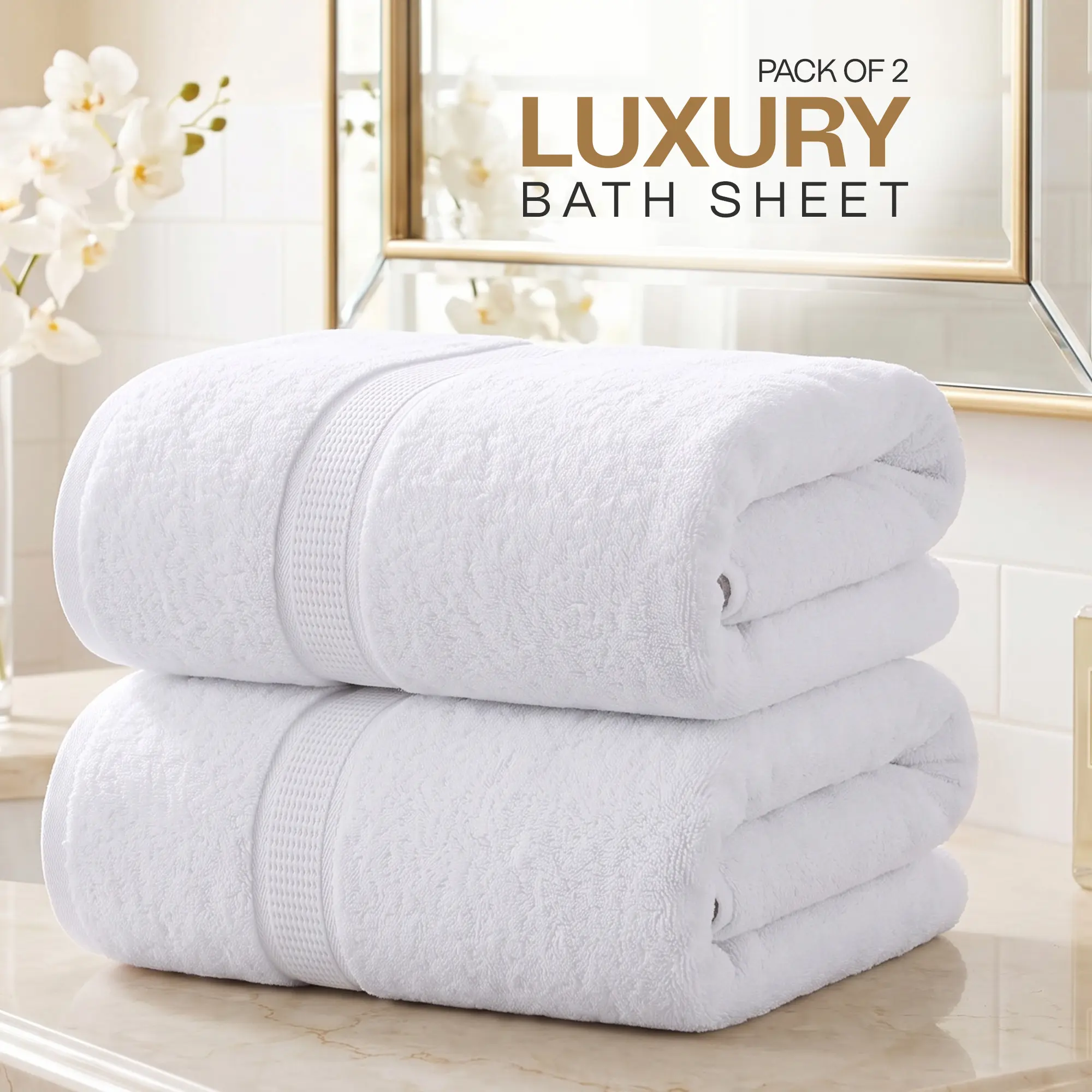 Utopia Towels 2-Piece Modern Deluxe XL Bath Sheet Set, Soft, Durable Hotel-Quality Absorbent Quick-Drying Towels for Daily Baths, 35x70in Bathroom Accessory