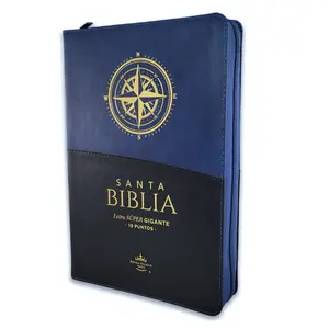 Biblia con Cierre Letra Súper Gigante 19 puntos Mediana RV1960 imit piel negro/azul/brújula con índice