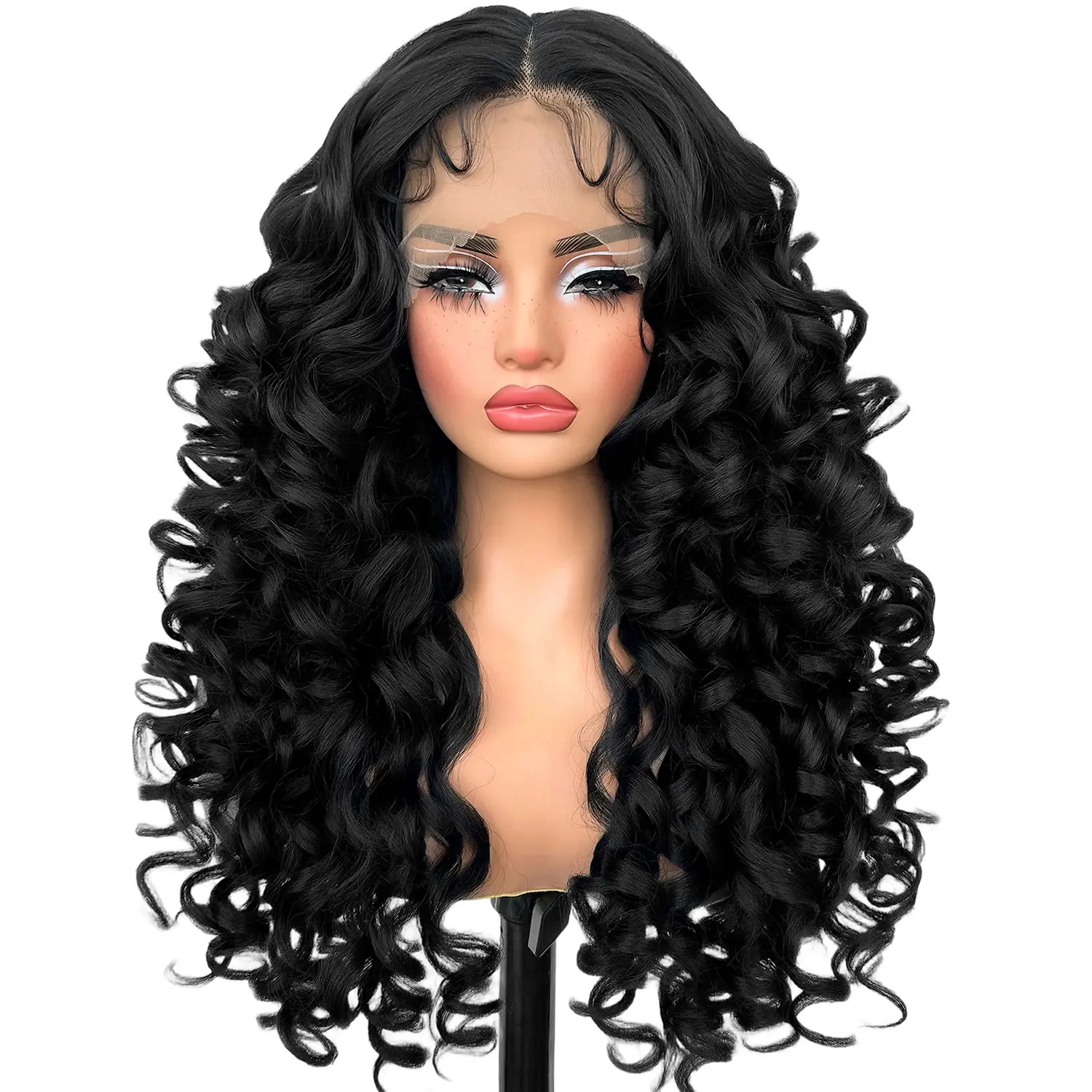 SOKU Long Curly Wig, Glueless Lace Front Wigs for Black Women 22 Inch Pre Plucked Ready to Wear Layered Wig with Natural Hairline 13x4x1 HD Lace Frontal