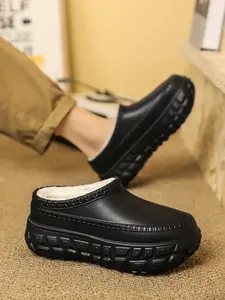 Couples Thick Sole Slipper Shoes, Indoor Slippers, Waterproof Anti-Slip Wear-Resistant Bottoms, High-Pile Plush Lining, Comfortable Warm Indoor Outdoor Use