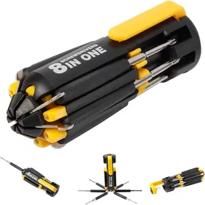 8 in 1  with Flashlight, Multi Functional 8 in 1 Screwdrivers Tool Set with Worklight for Household, Auto