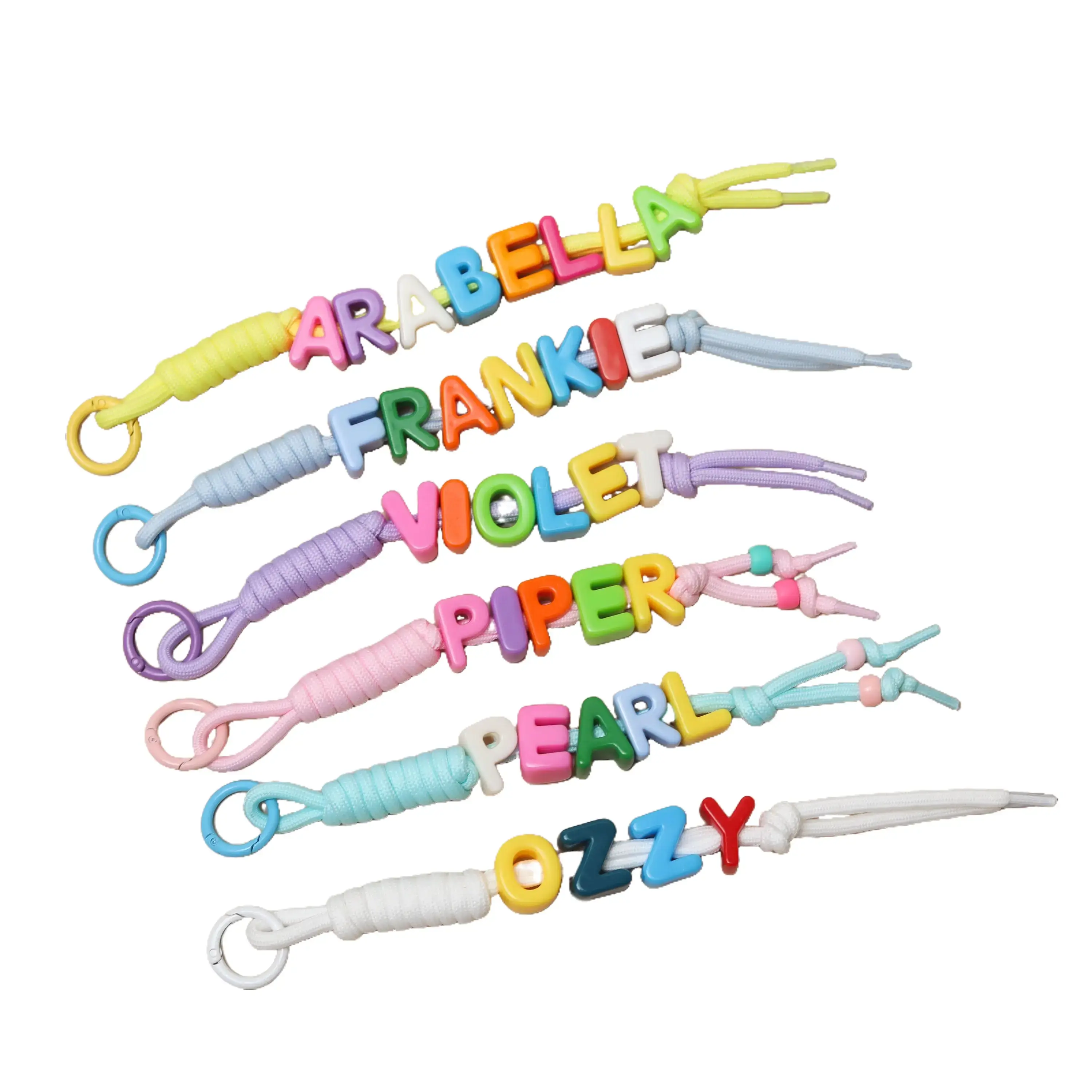 Personalised Colourful Name Letter Bag Charm, Chunky Rope Name, Custom Beaded Keychain, Colourful Bag Tag, Personalised School Bag Charm
