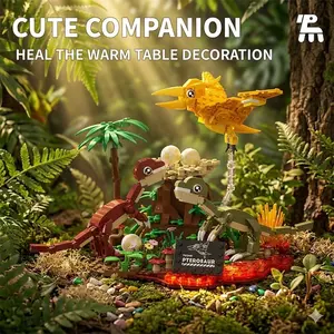 Dinosaur World Building Set, Pterosaur Bird Model DIY Creative Toy, Mini Brick Scene, Desk Decor, Fun Assembly Hobby, Gift for All Ages