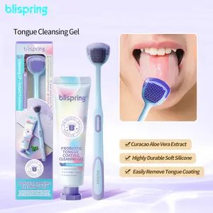 Blispring Tongue Scraper and Cleaning Gel Set | Targets Bad Breath at The Source, Ultimate Fresh Breath Routine (Scraper & Gel Bundle) Oral 1 Pcs
