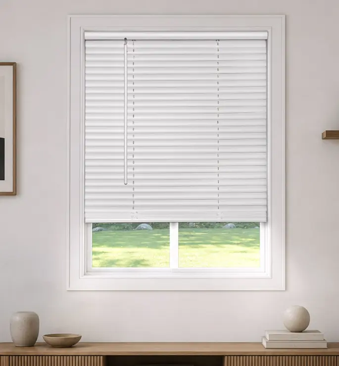 1. White Cordless Vinyl Room Darkening Blinds, 31 x 72 Inch – Easy-to-Use Window Shades