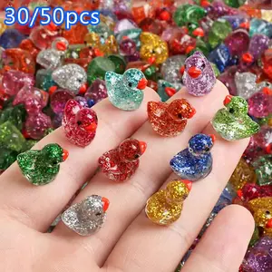 30/50PCS Mini Duck Decoration,Glitter Resin Duck Ornament, DIY Decorative Accessories for Garden Setting,DIY Project, Potted Plant, Cute Duck Design Decoration
