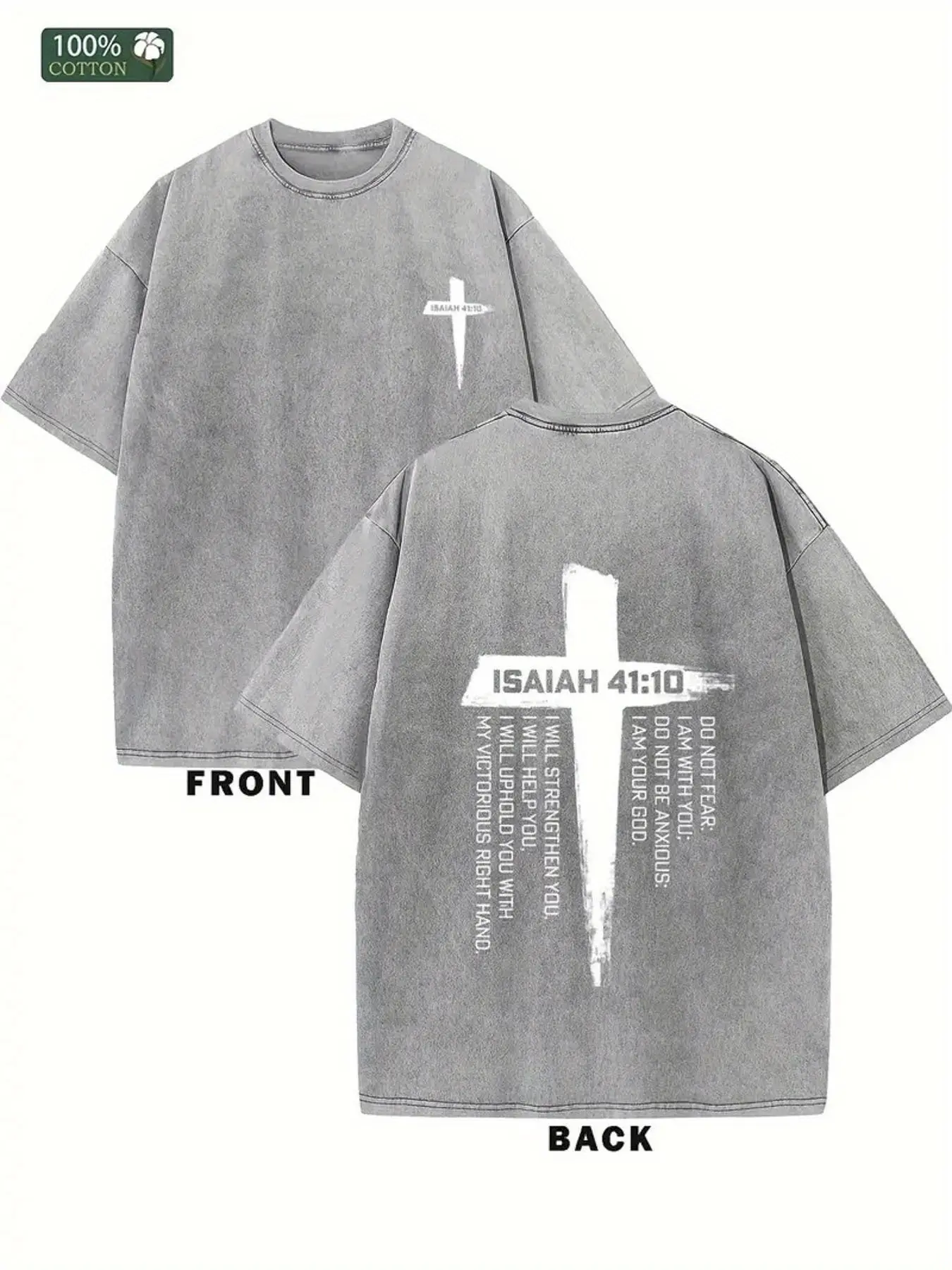 Men's Christian T-Shirt, 230G Heavyweight Cotton with Vintage Distressed Cross Print, Relaxed Fit Faith-Based Fashion, Durable Church Wear and Father's Day Gift, Tshirt, Round Neck, Dad Gift, Christian Clothing, Figure, Festive, Faith‑Inspired Tee, Fitted