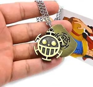 One Piece Trafalgar Law Necklace Chain Pendant Anime Cosplay (Metal Chain & Bronze)