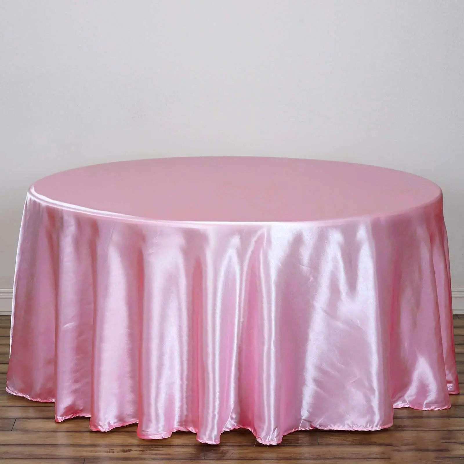 Satin Round Tablecloth - 120in Pink Seamless Table Cover for Party Decoration, Outdoor Table Decorations Accessories, Festival Decorations