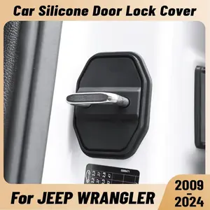 For JEEP Wrangler 2009-2024 Car Door Shock Absorber Door Lock Protector Silicone Auto Door Lock Latches Cover Accessories