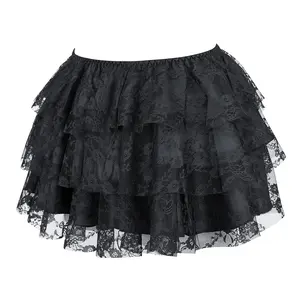 Women's Skirt Plus Size Steampunk Costume Pirate Medieval Renaissance Sexy Lace Short Multi Layer Skirts Outfits Elegant High Waist Summer White Black Wine Red Green Brown