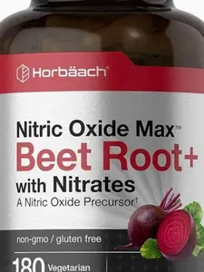 Horbäach Nitric Oxide Beet Root Capsules | 180 Count | with Nitrates and Precursor | for Men and Women | Vegetarian, Non-GMO, Gluten Free Supplement
